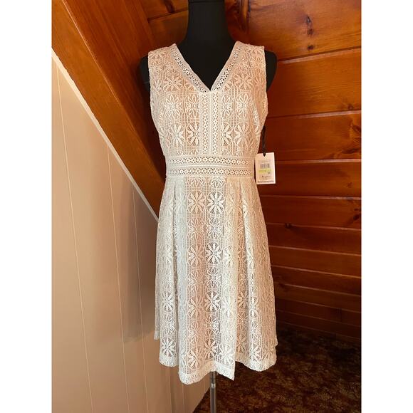 Kensie White Lace Bridal Boho Mini A-Line Dress NWT sz 4 - Picture 1 of 9